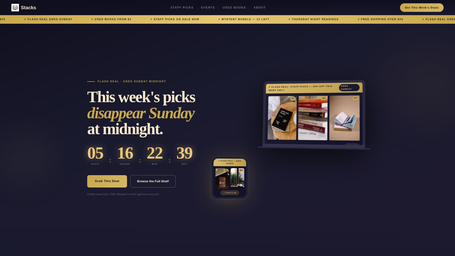 Shelves — Irresistible Independent Bookstore Landing Page Template