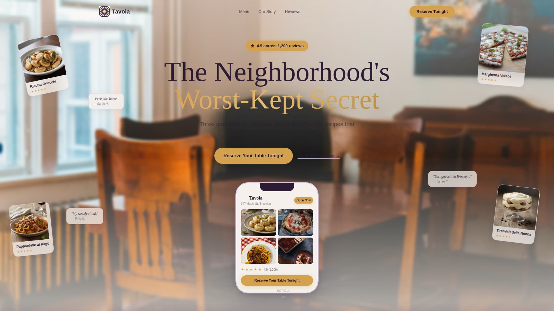 Tavola - Heartwarming Restaurant Landing Page Template
