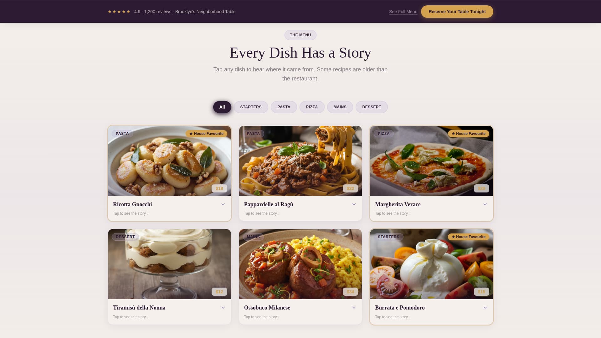 Tavola - Heartwarming Restaurant Landing Page Template