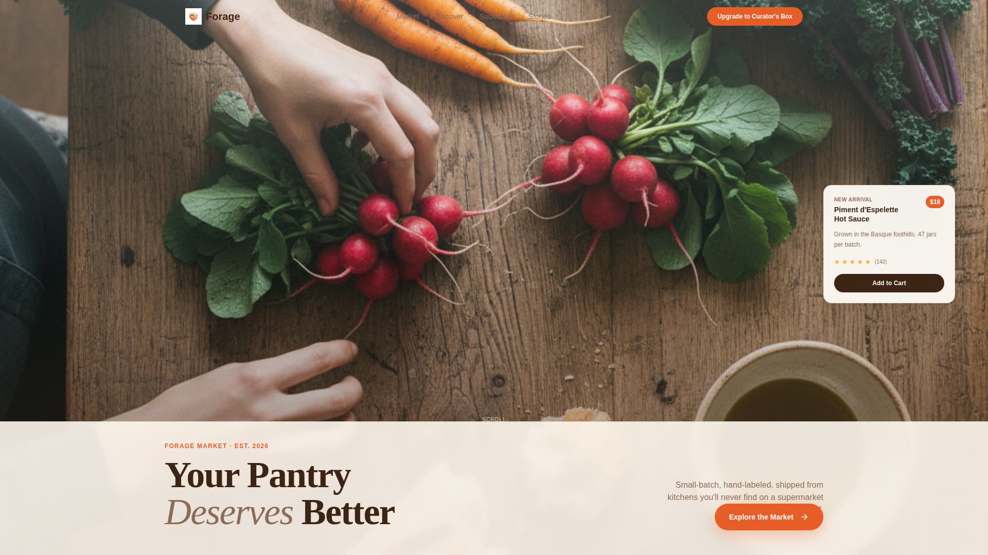 Forage - Artisan Gourmet Landing Page Template