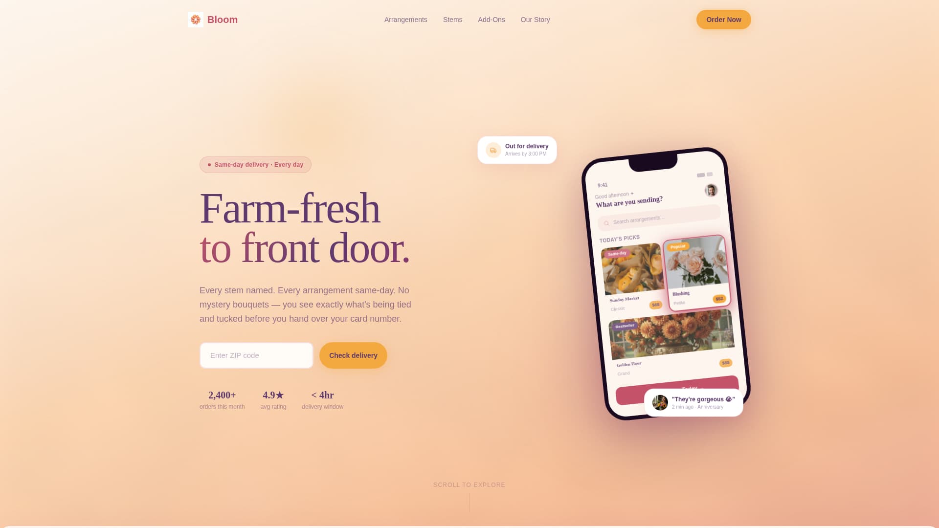Bloom - Fresh Florals Landing Page Template