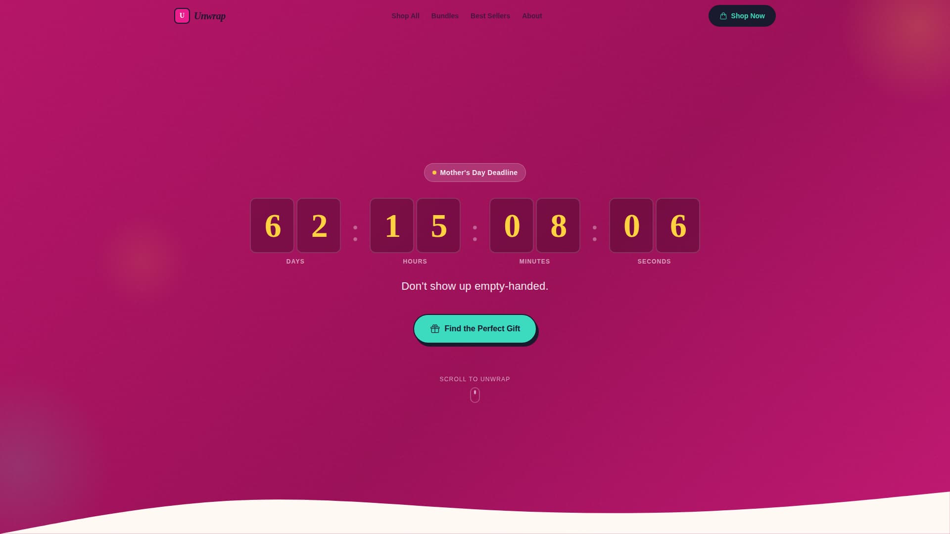 Unwrap - Irresistible Giftshop Landing Page Template
