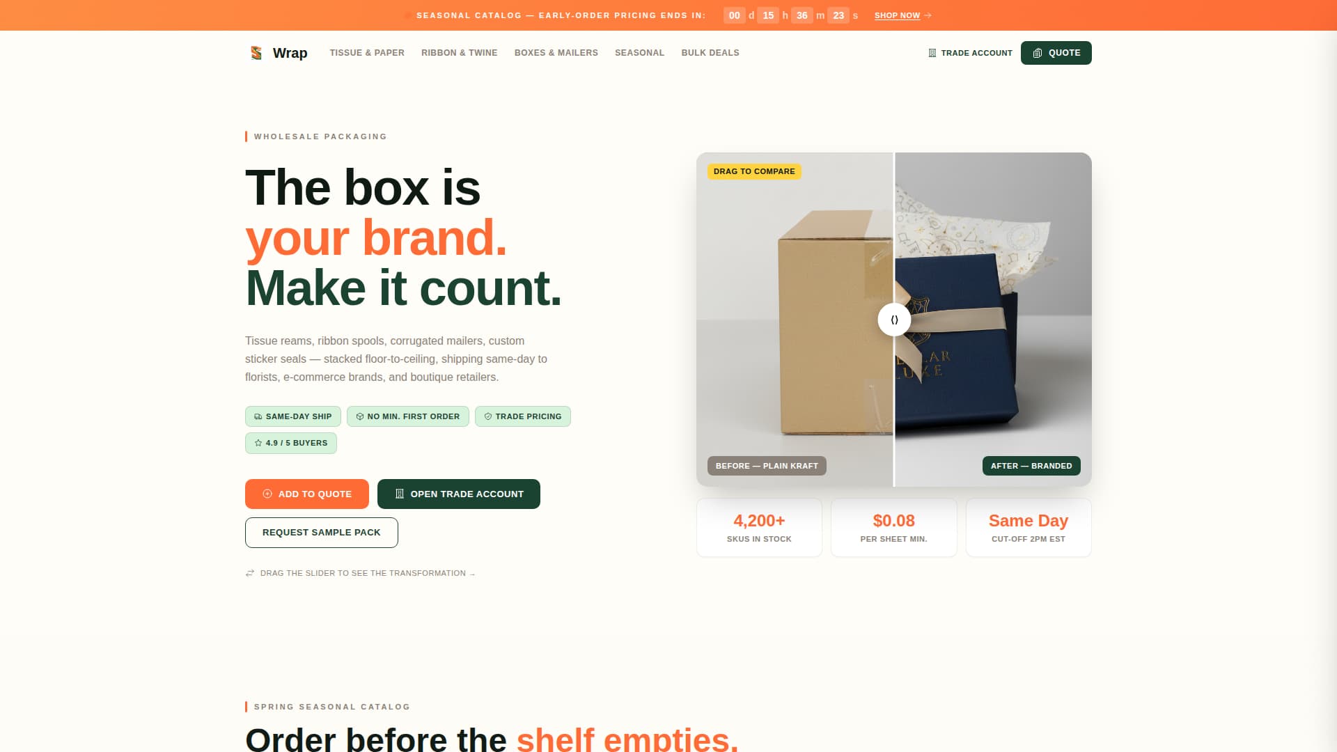 Wrap - Wholesale Packaging Landing Page Template