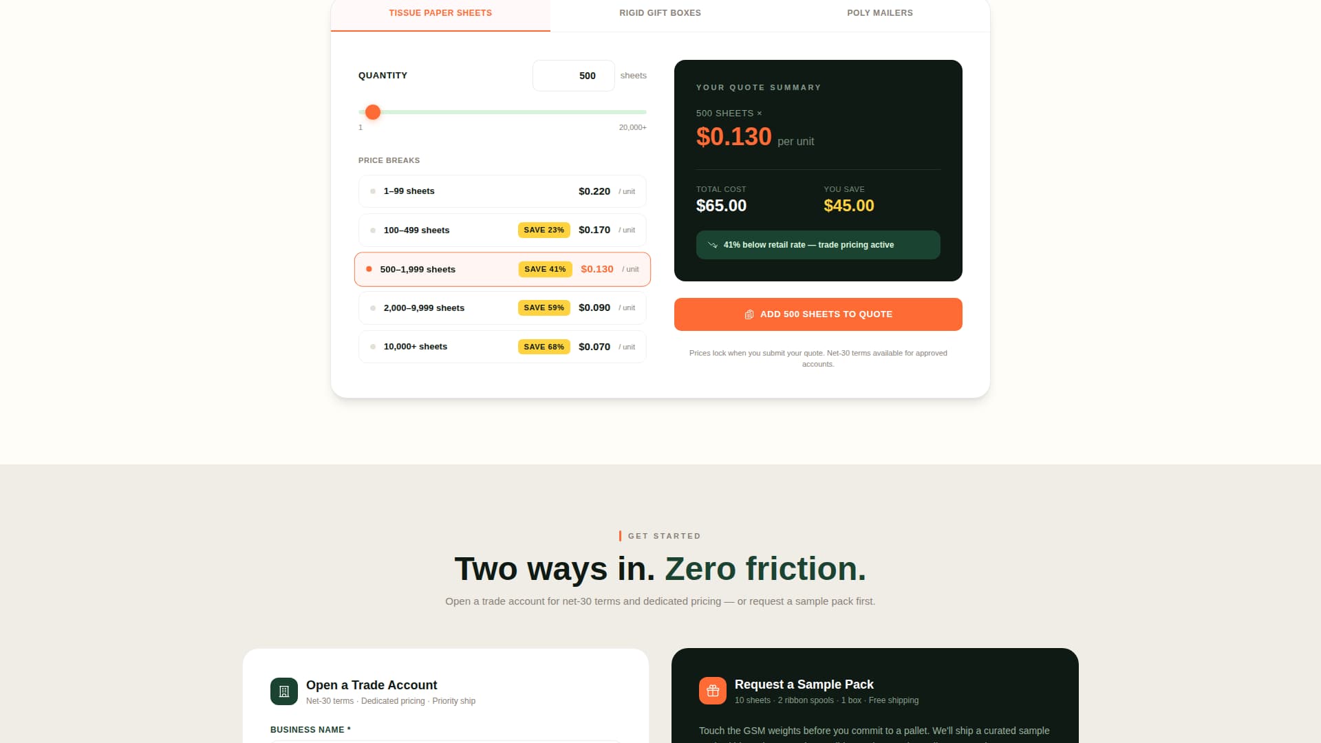 Wrap - Wholesale Packaging Landing Page Template