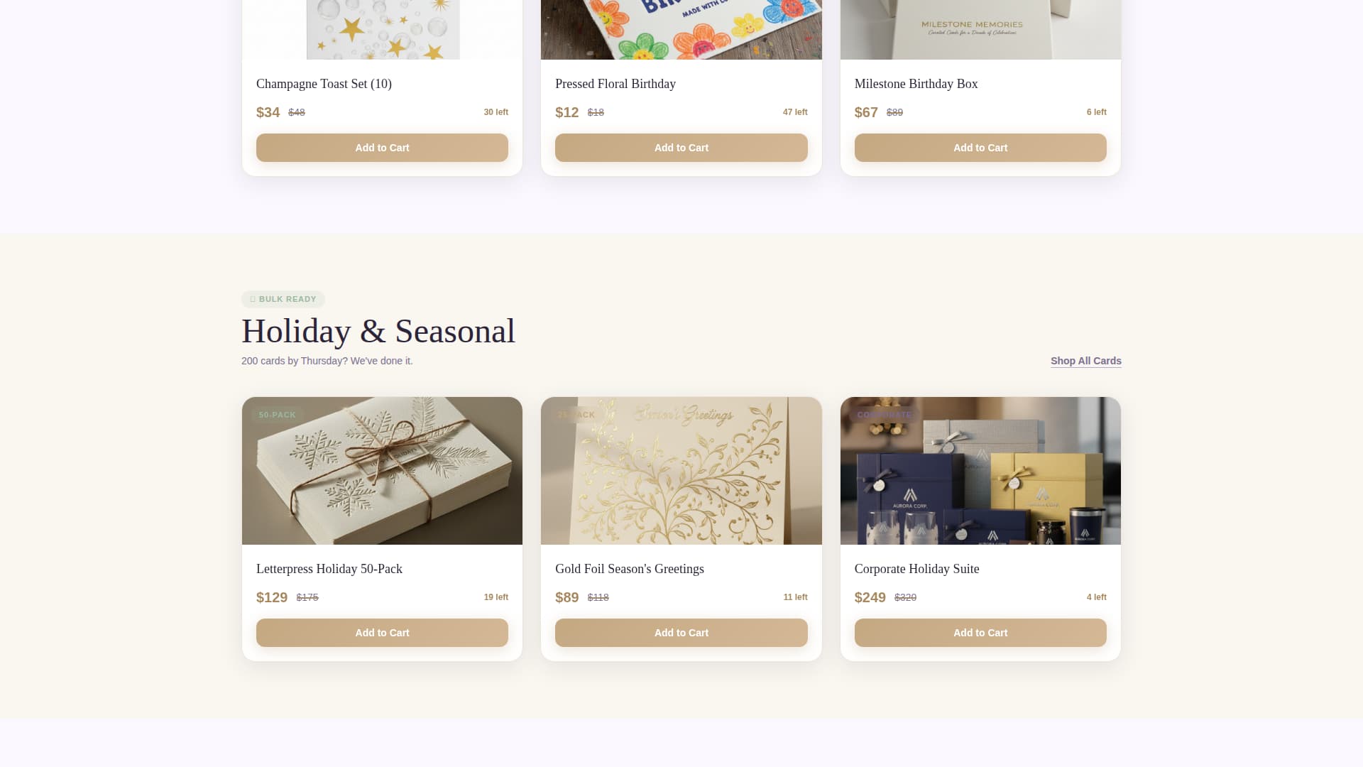 Greeting Cards & Invitations Store Professional Website Template