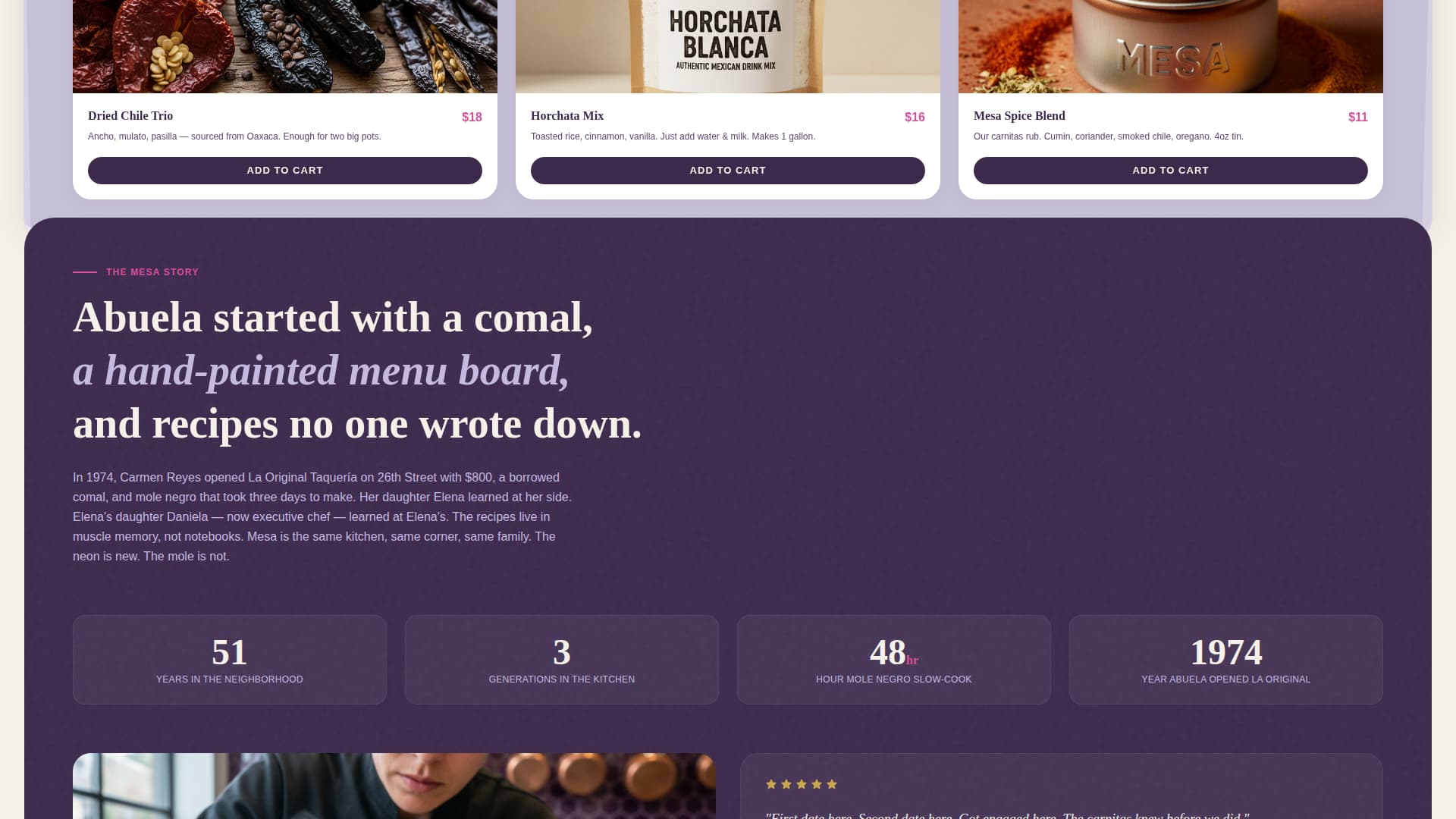 Mesa - Vibrant Restaurant Landing Page Template