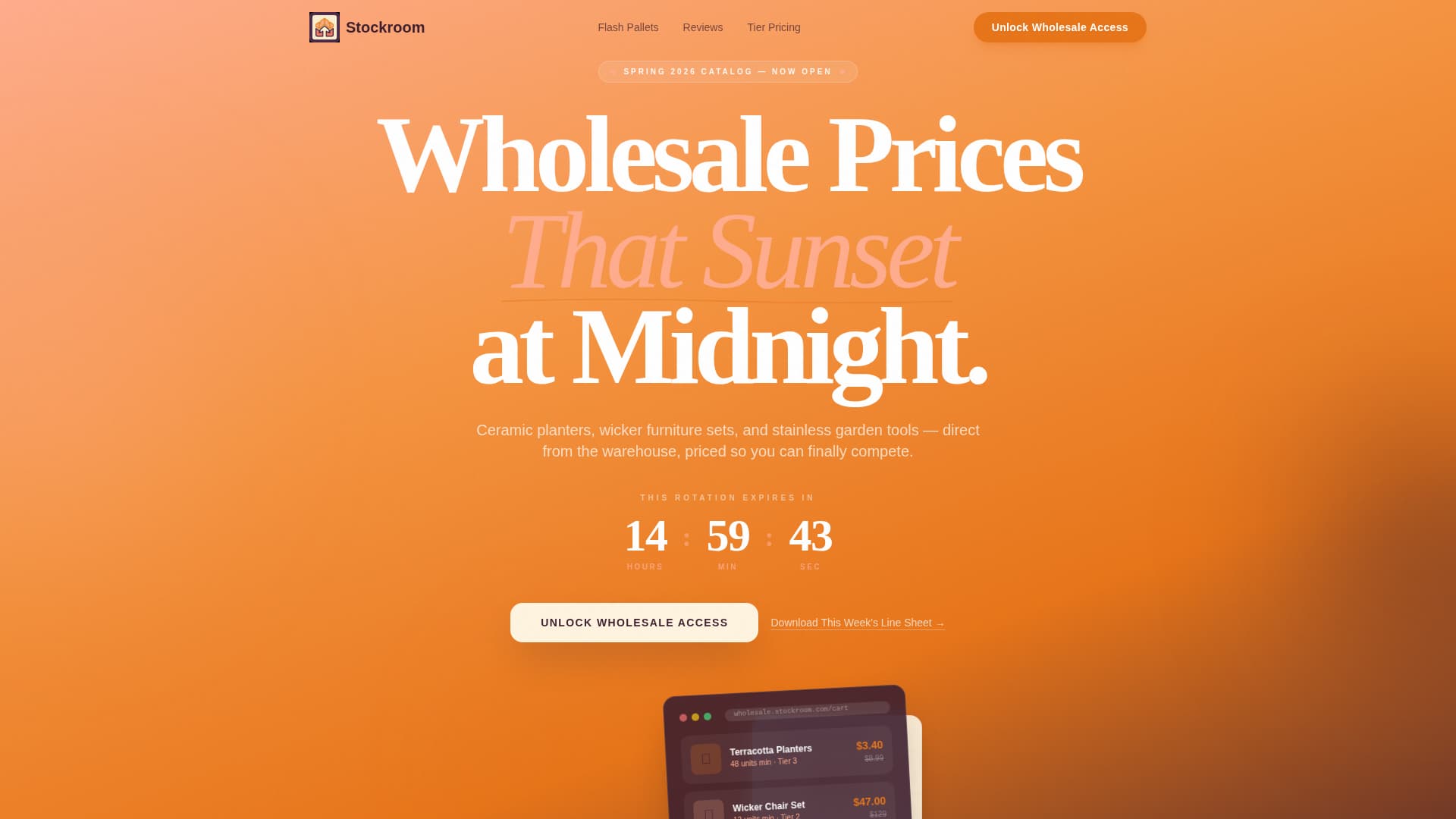 Stockroom - Wholesale Home Garden Landing Page Template