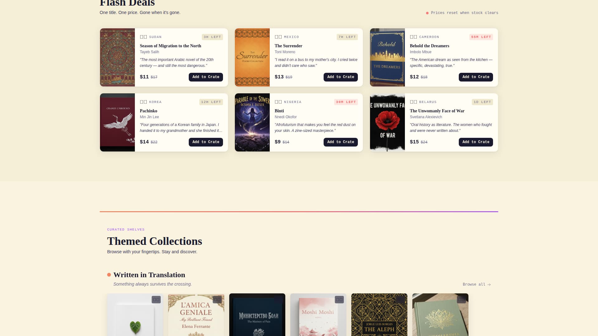 Diaspora - Curated Bookstore Landing Page Template