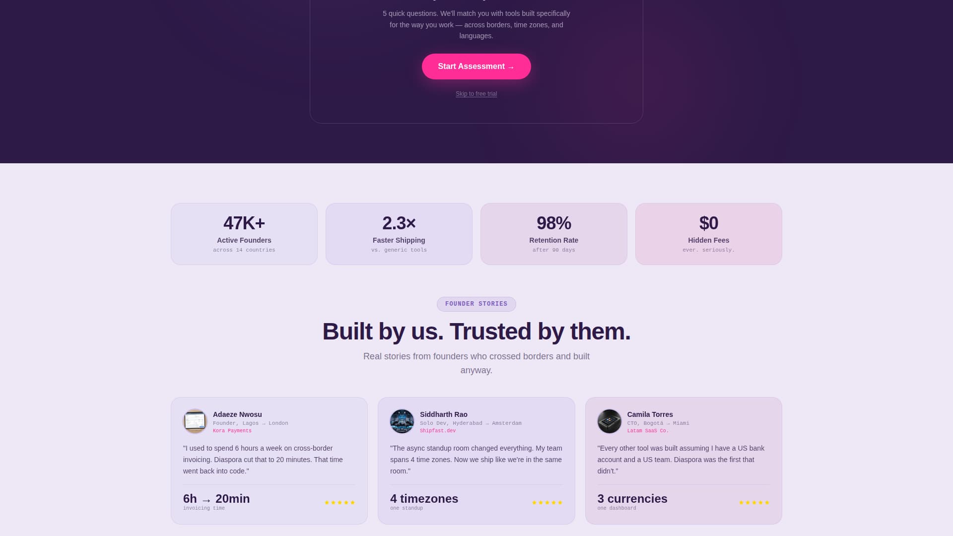 Diaspora - Scrappy Startup Landing Page Template