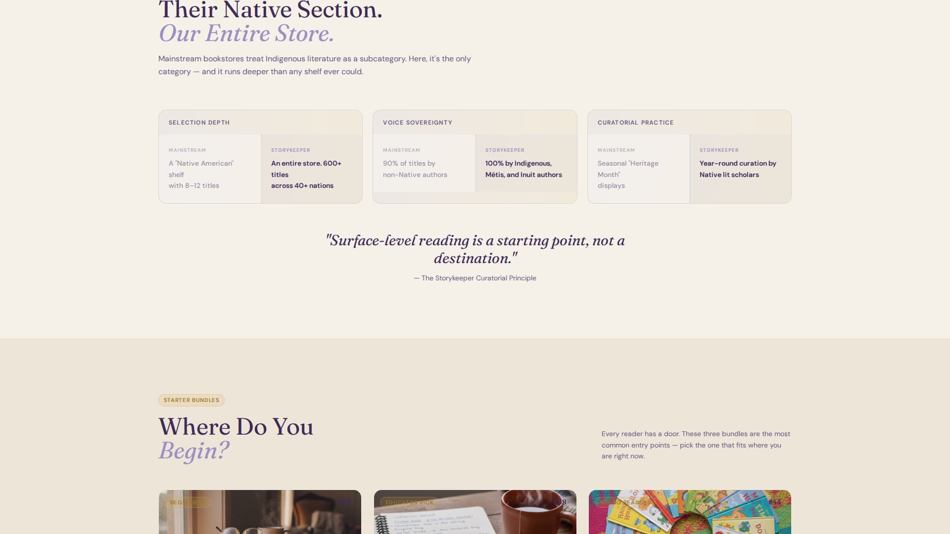 Storykeeper - Sovereign Bookstore Landing Page Template
