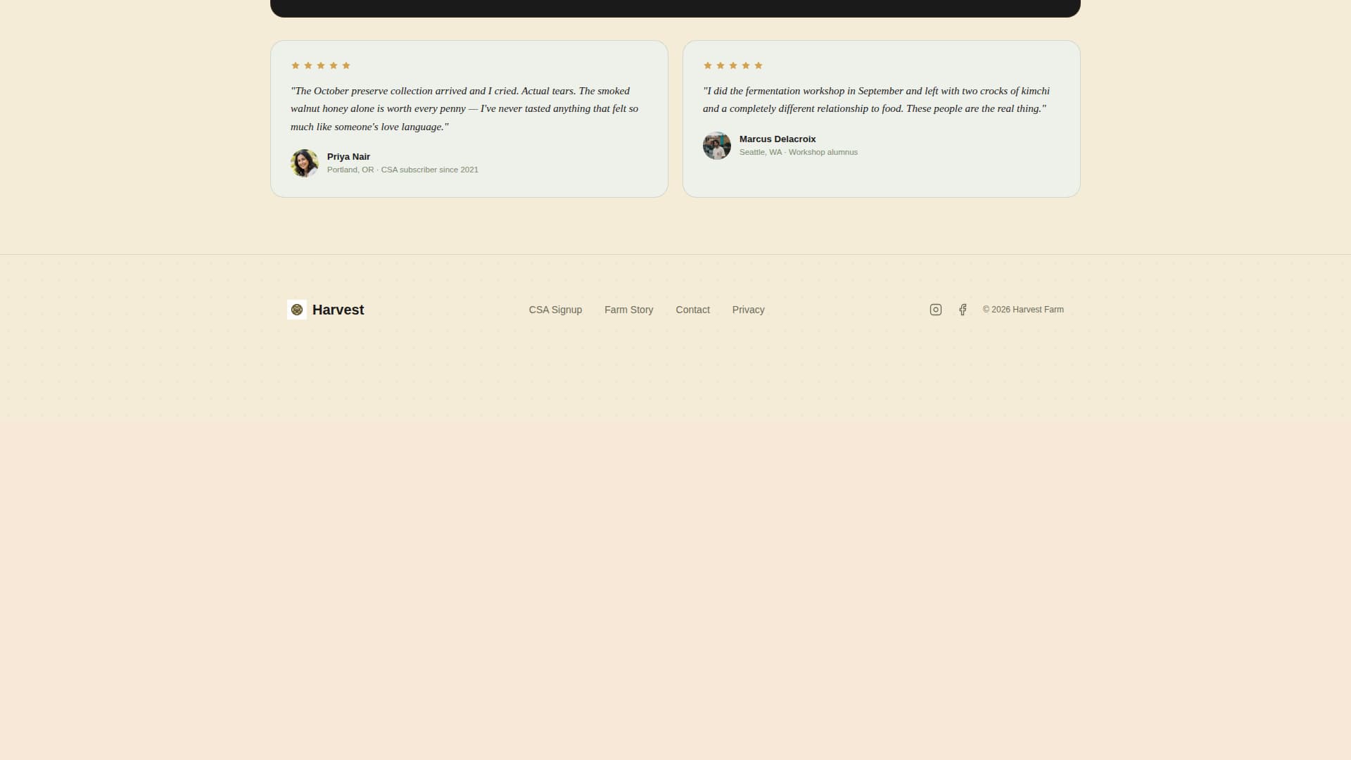 Harvest - Artisan Farm Landing Page Template