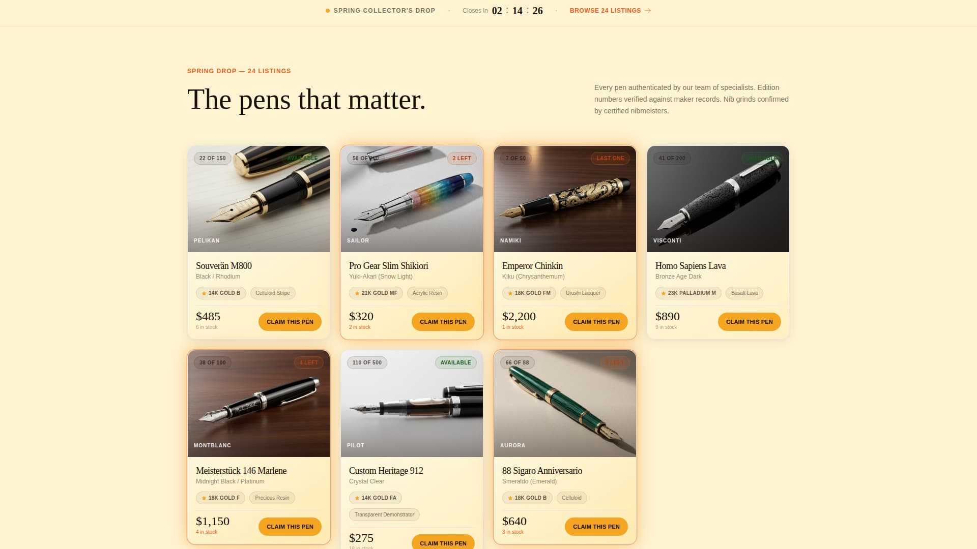 Nib - Exclusive Collector Landing Page Template