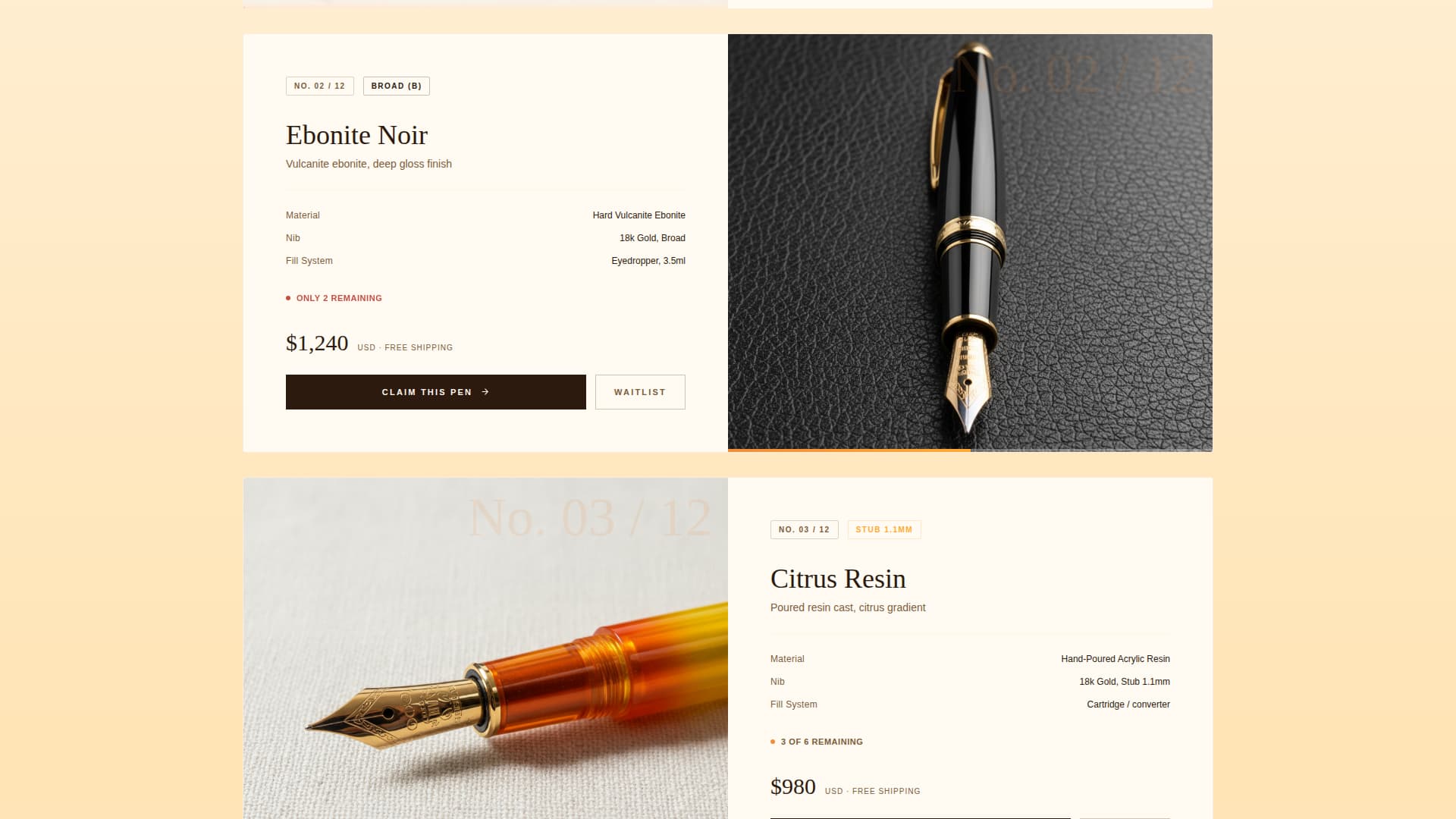 Nib - Exclusive Pen Landing Page Template