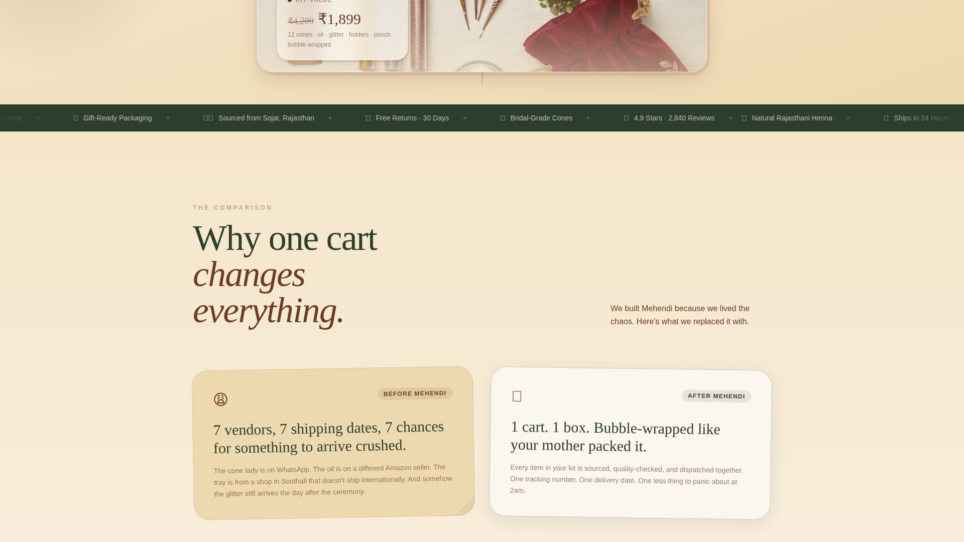 Mehendi - Curated Bridal Landing Page Template