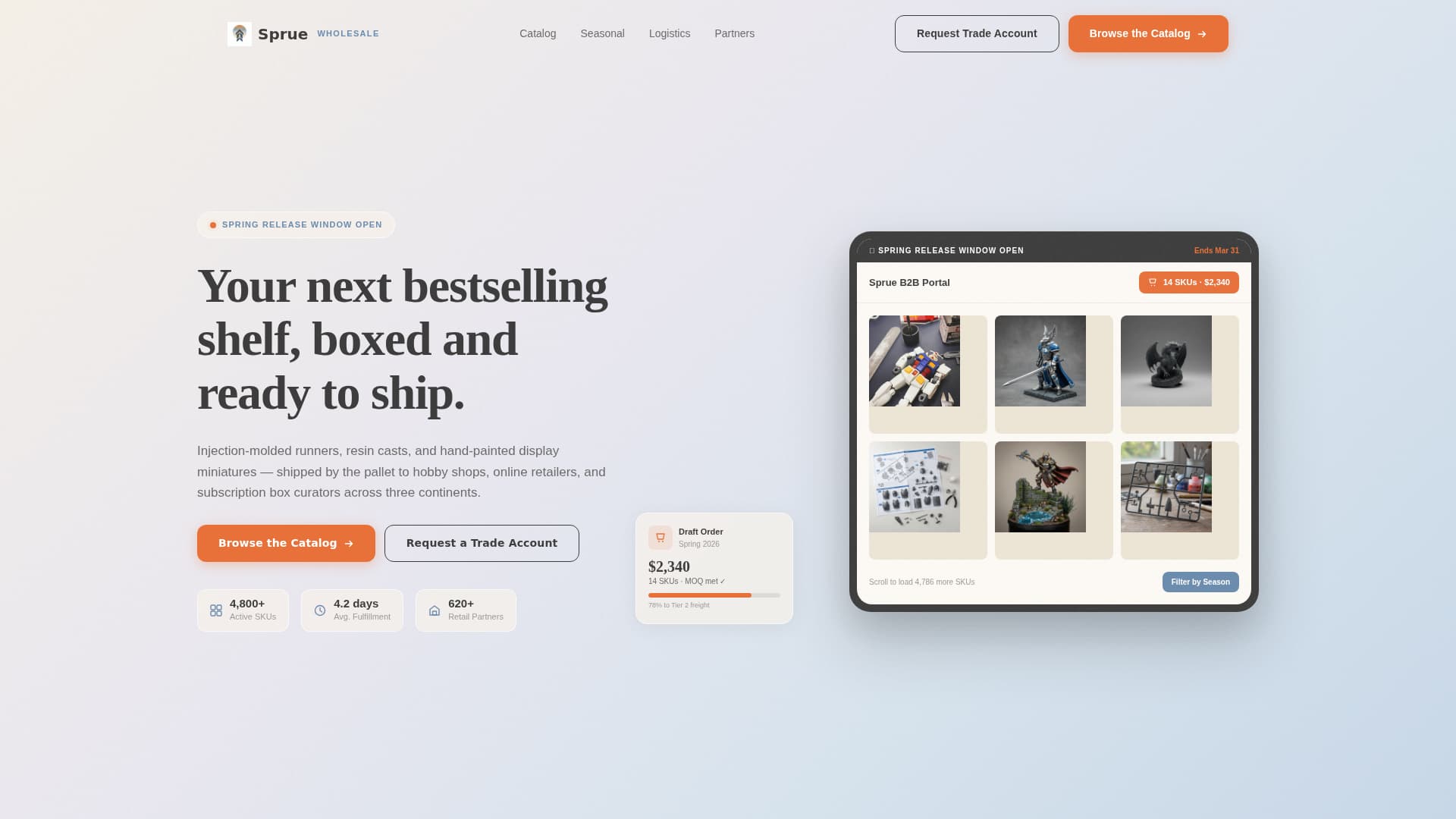 Sprue - Wholesale Miniatures Landing Page Template