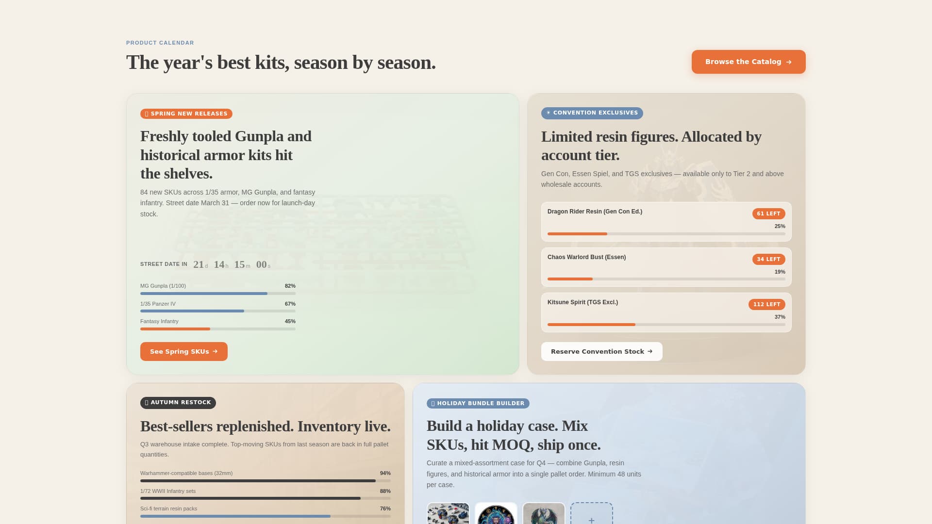 Sprue - Wholesale Miniatures Landing Page Template