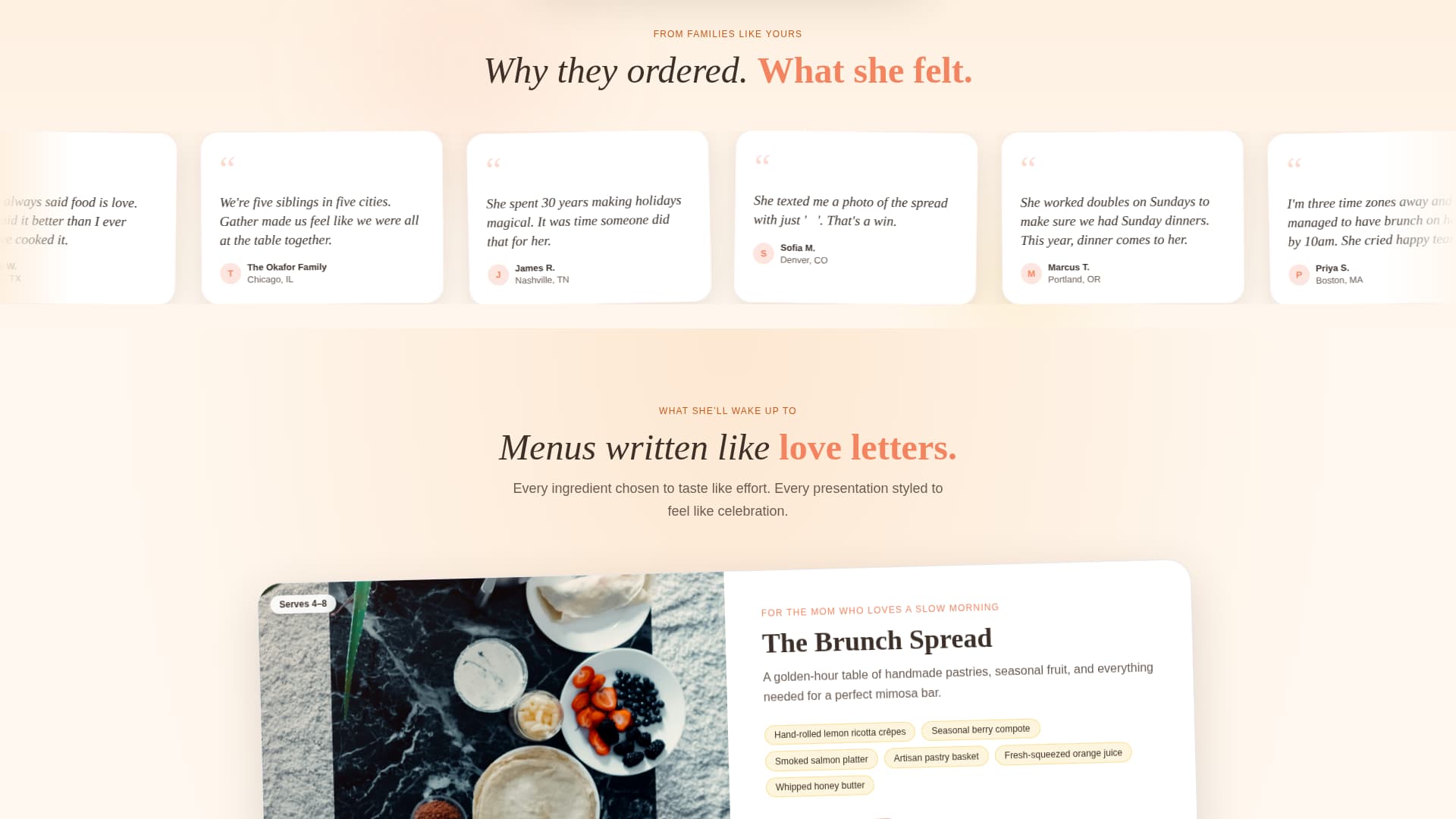 Gather - Heartfelt Catering Landing Page Template