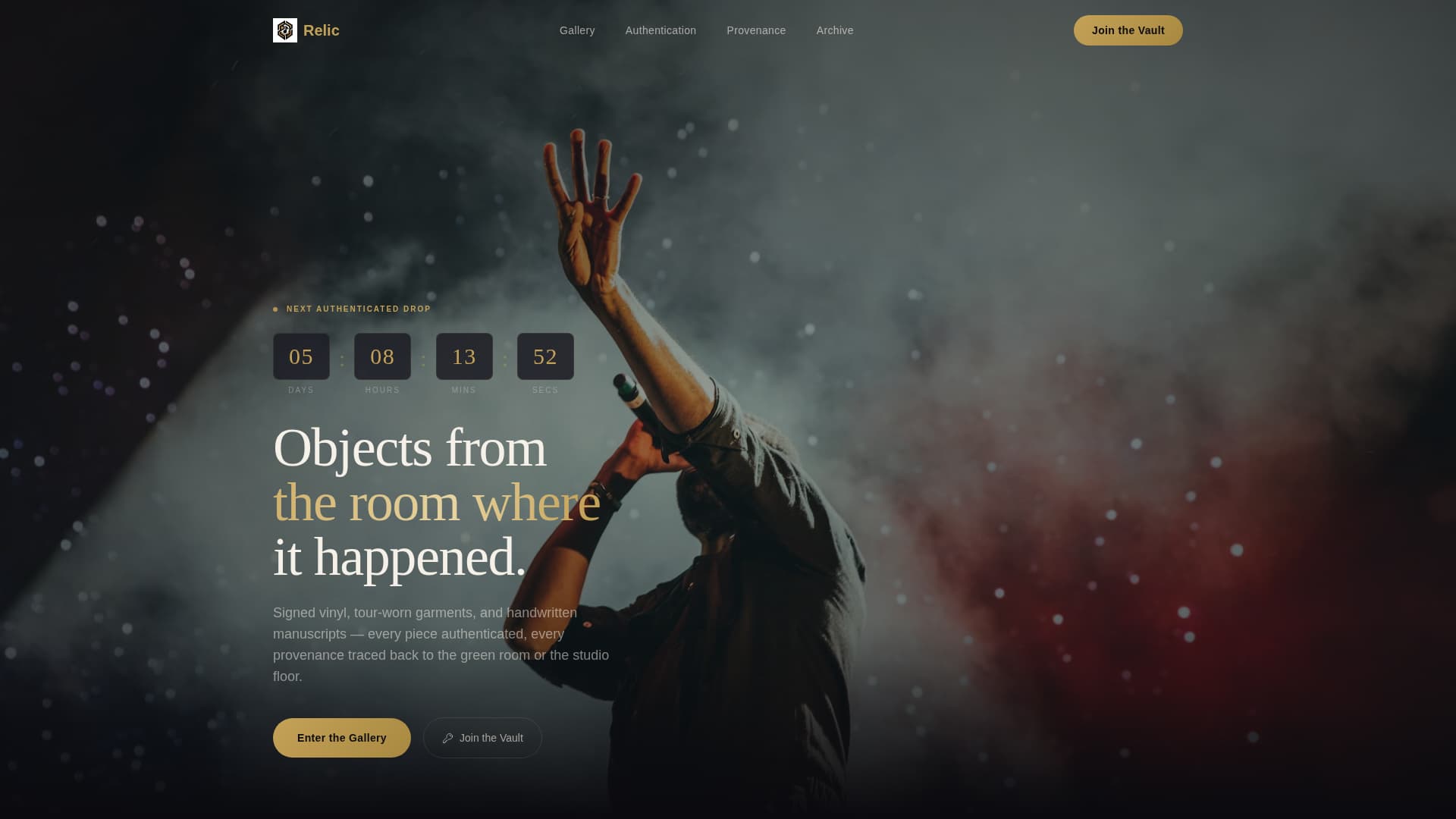 Relic - Exclusive Memorabilia Landing Page Template