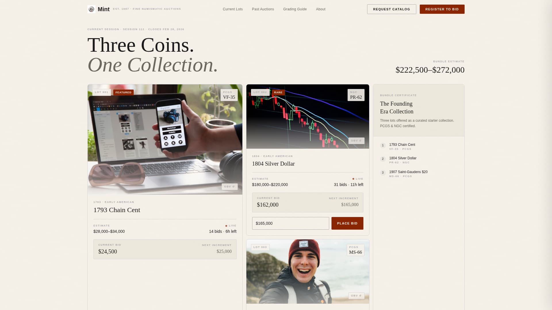 Mint - Prestigious Numismatic Landing Page Template