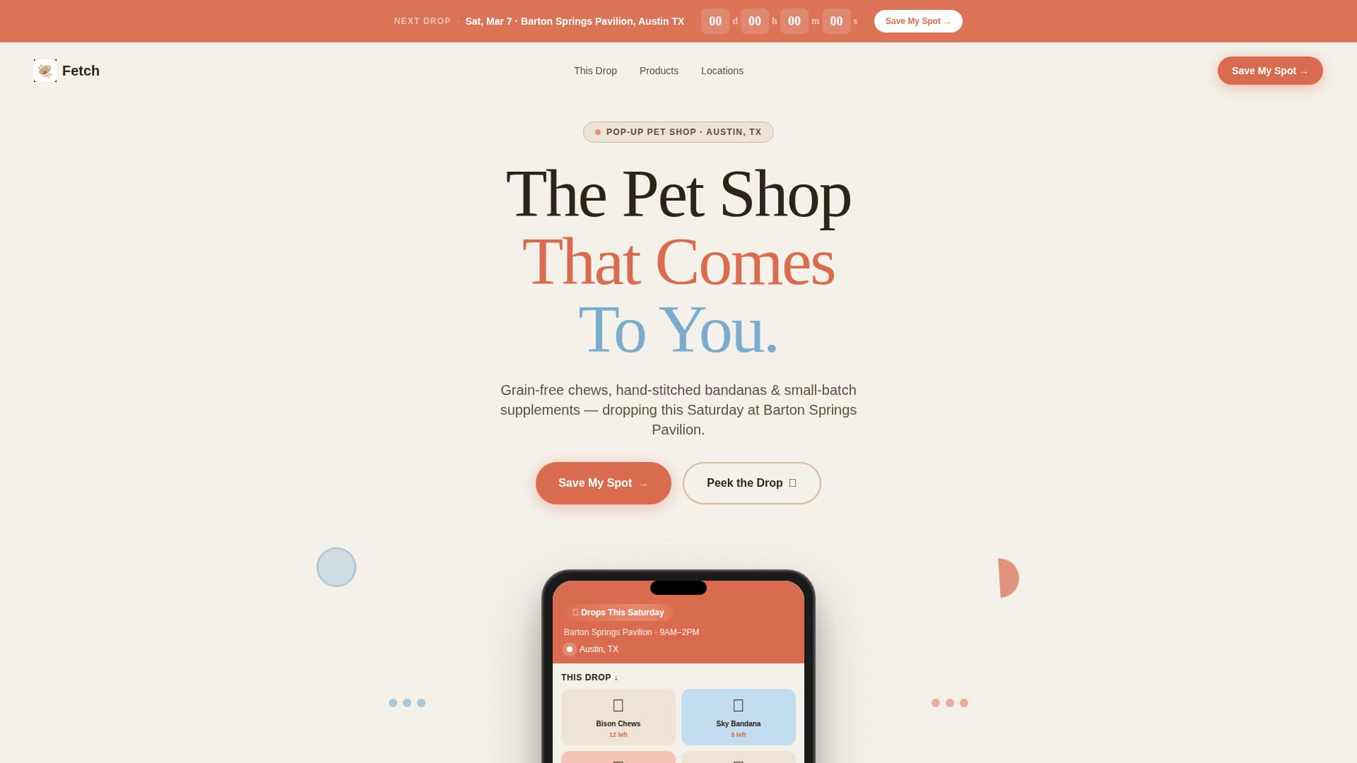 Fetch - Playful Popup Landing Page Template