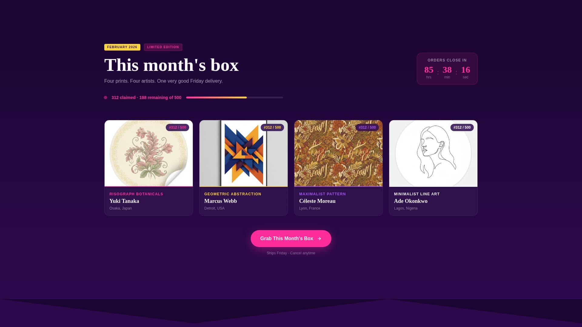 Curate - Playful Art Prints Landing Page Template