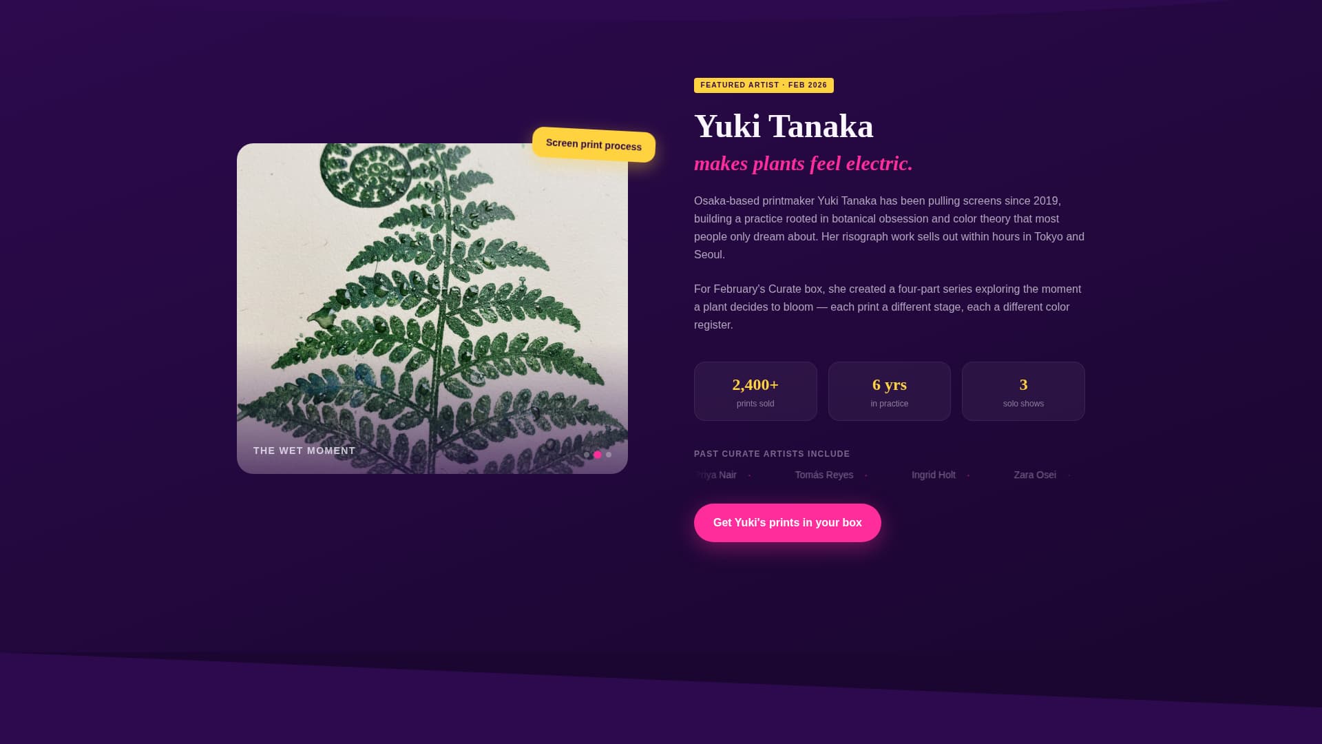 Curate - Playful Art Prints Landing Page Template