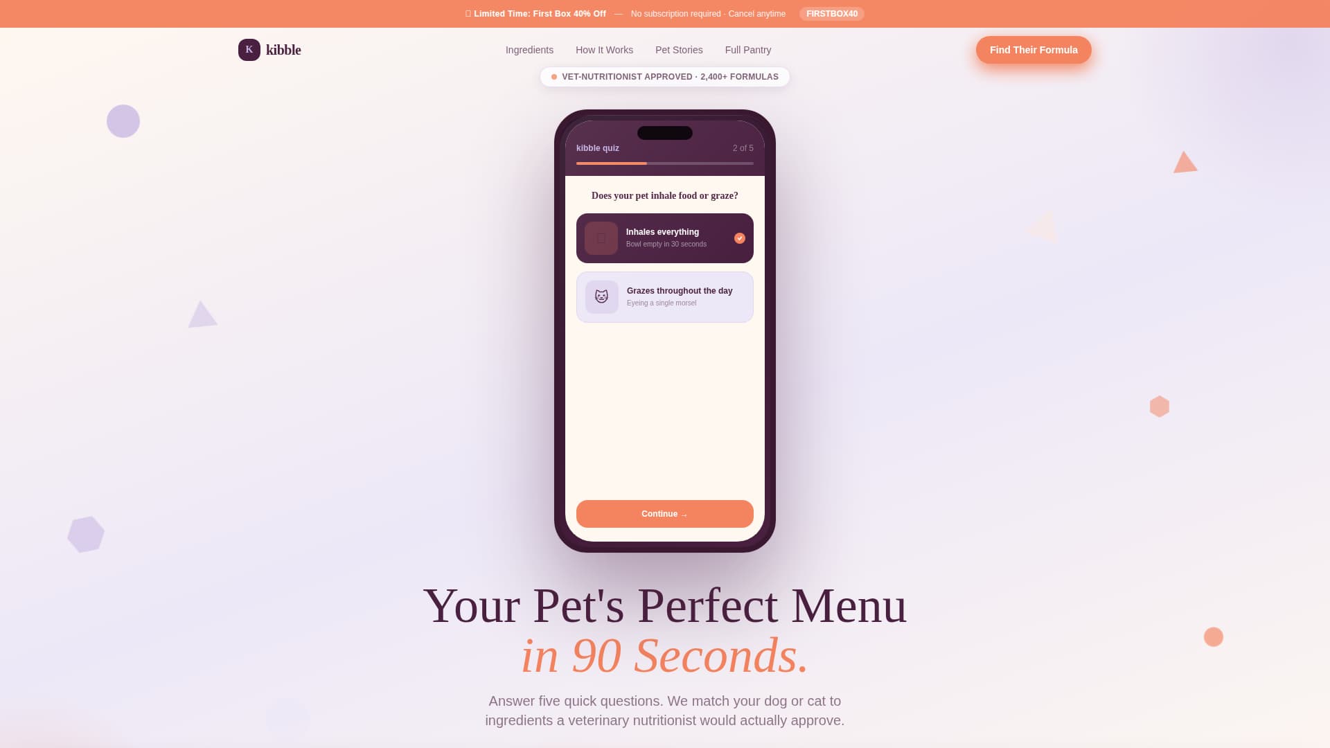 Kibble - Premium Petnutrition Landing Page Template