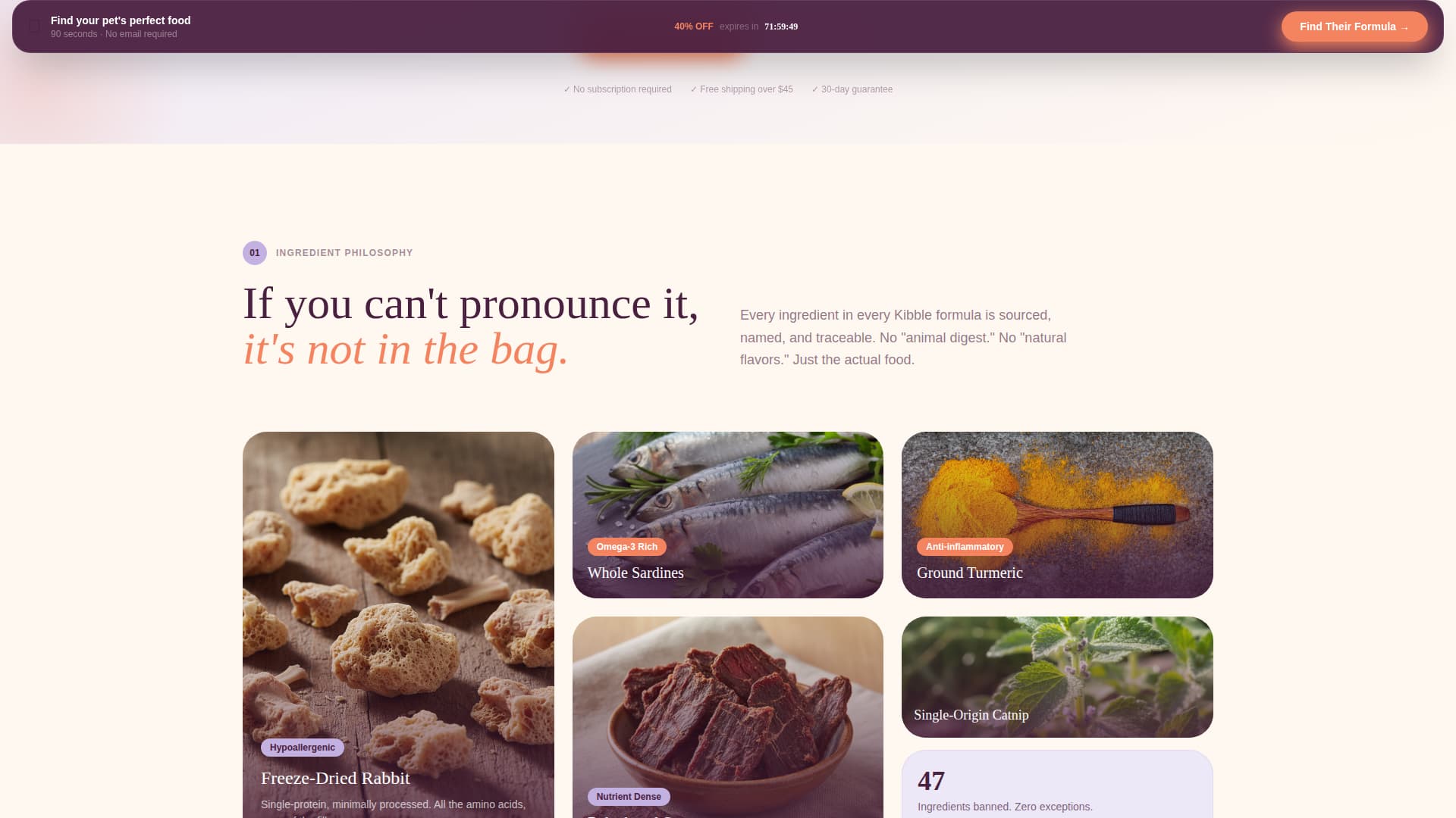 Kibble - Premium Petnutrition Landing Page Template