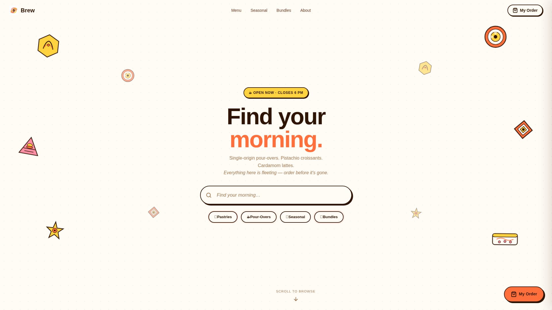 Brew - Vibrant Café Landing Page Template