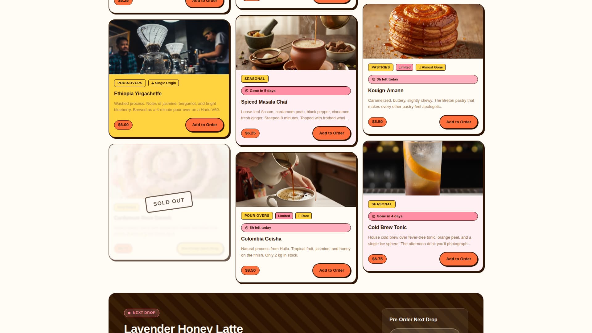 Brew - Vibrant Café Landing Page Template