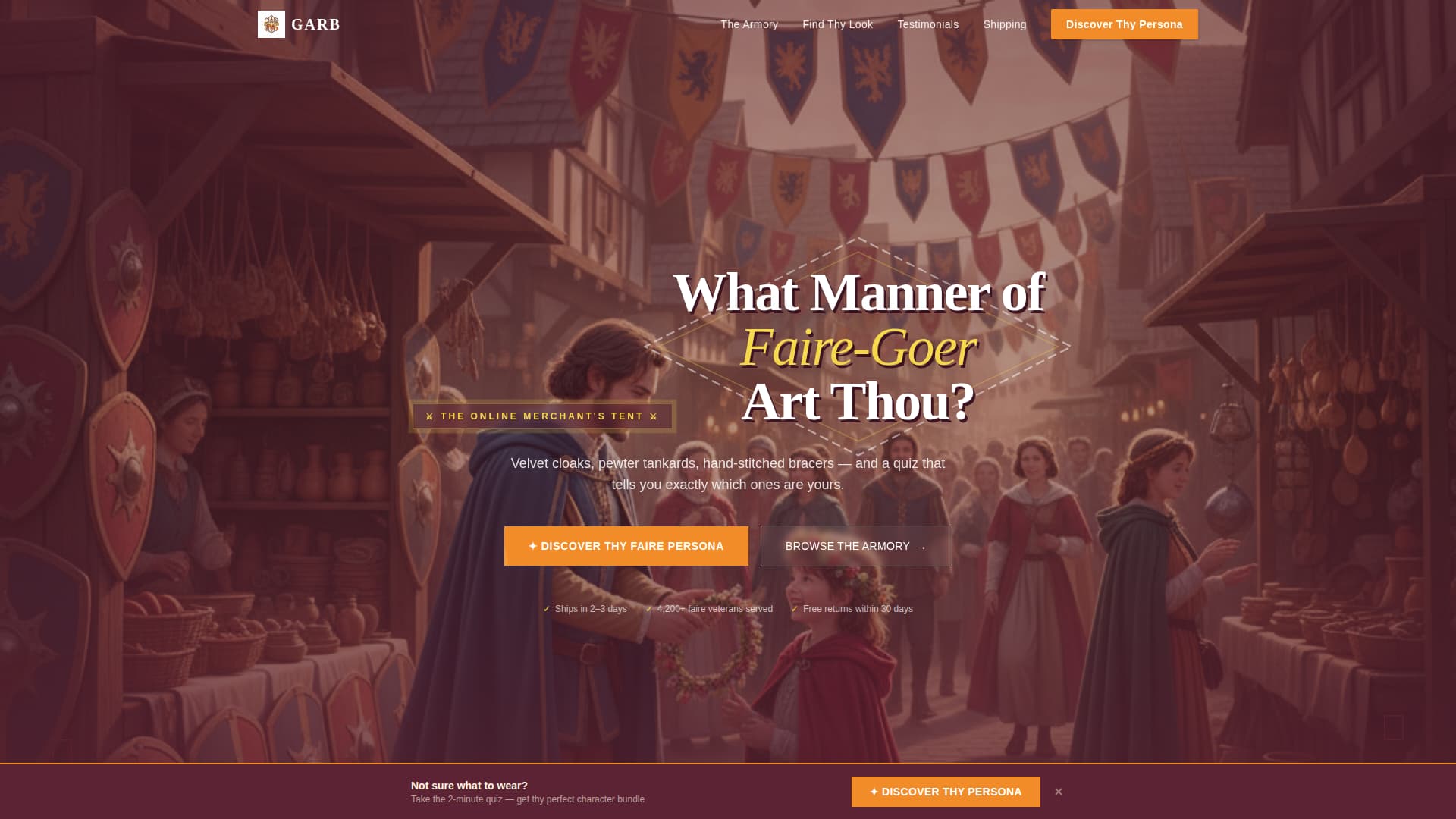 Garb - Enchanting Renaissance Landing Page Template