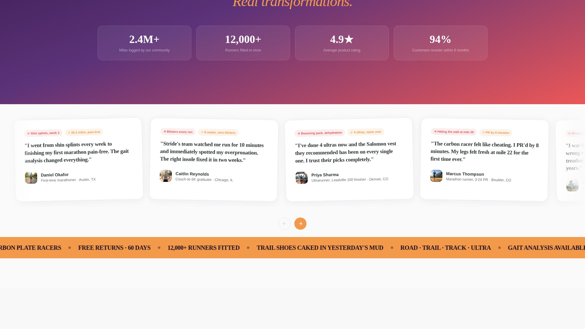 Stride - Dynamic Runninggear Landing Page Template