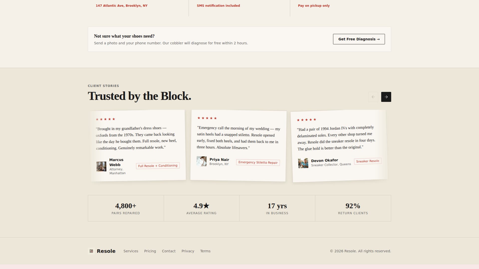 Resole - Trusted Cobbler Landing Page Template
