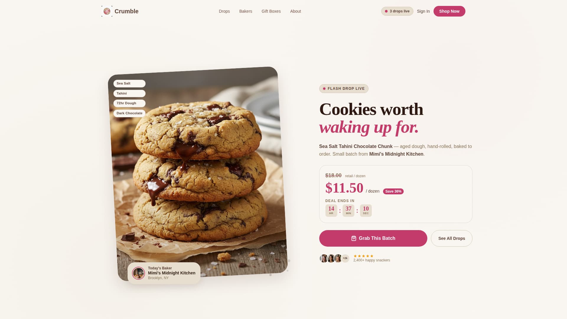 Crumble - Artisan Cookies Landing Page Template