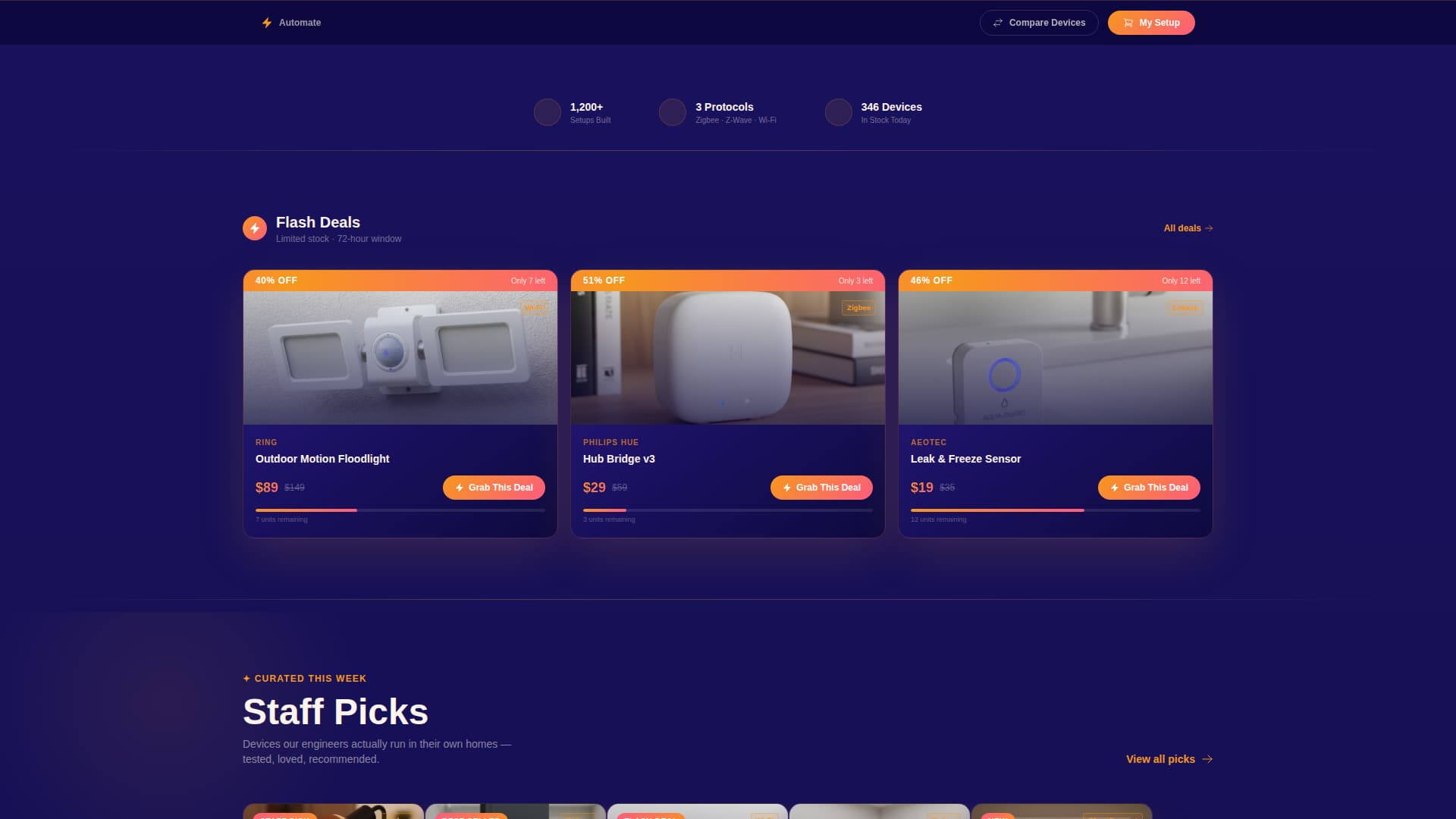 Automate - Glowing Smart Home Landing Page Template