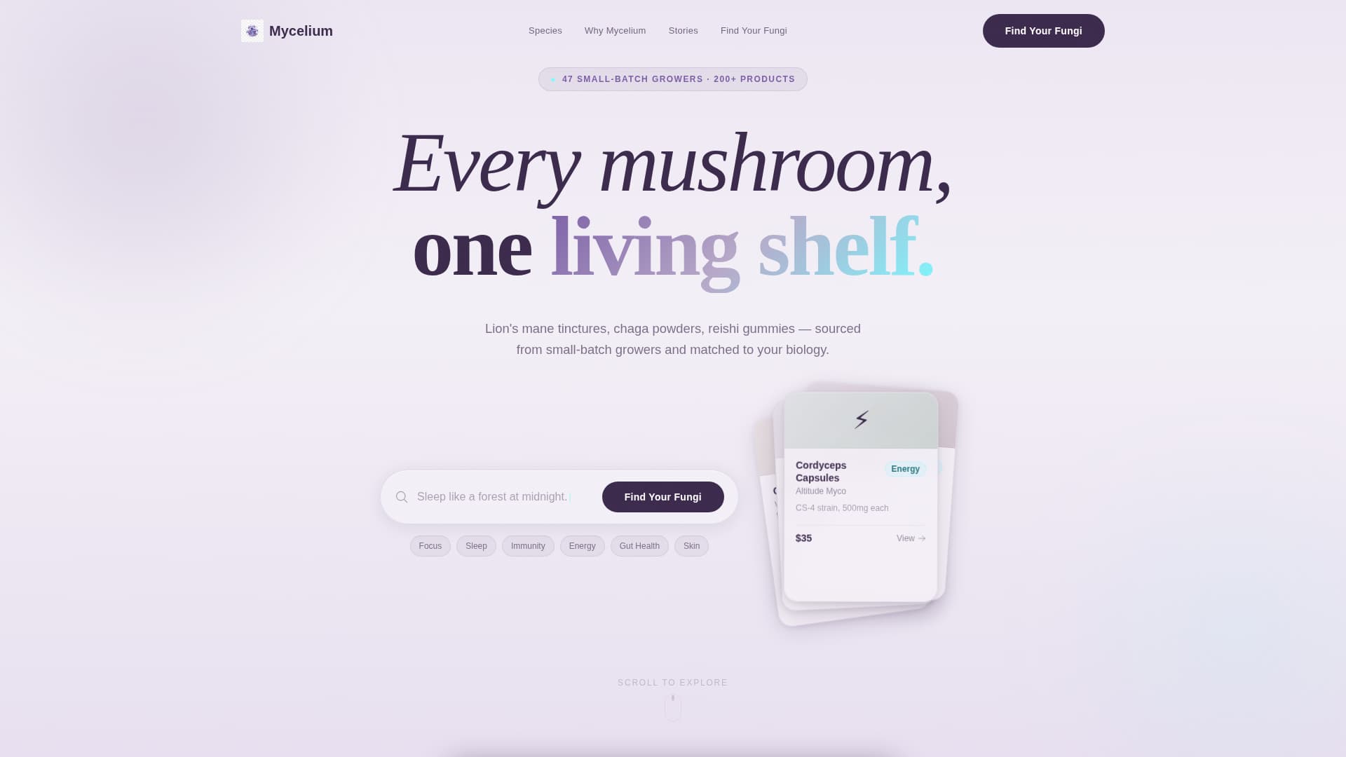 Mycelium - Curated Mushroom Landing Page Template