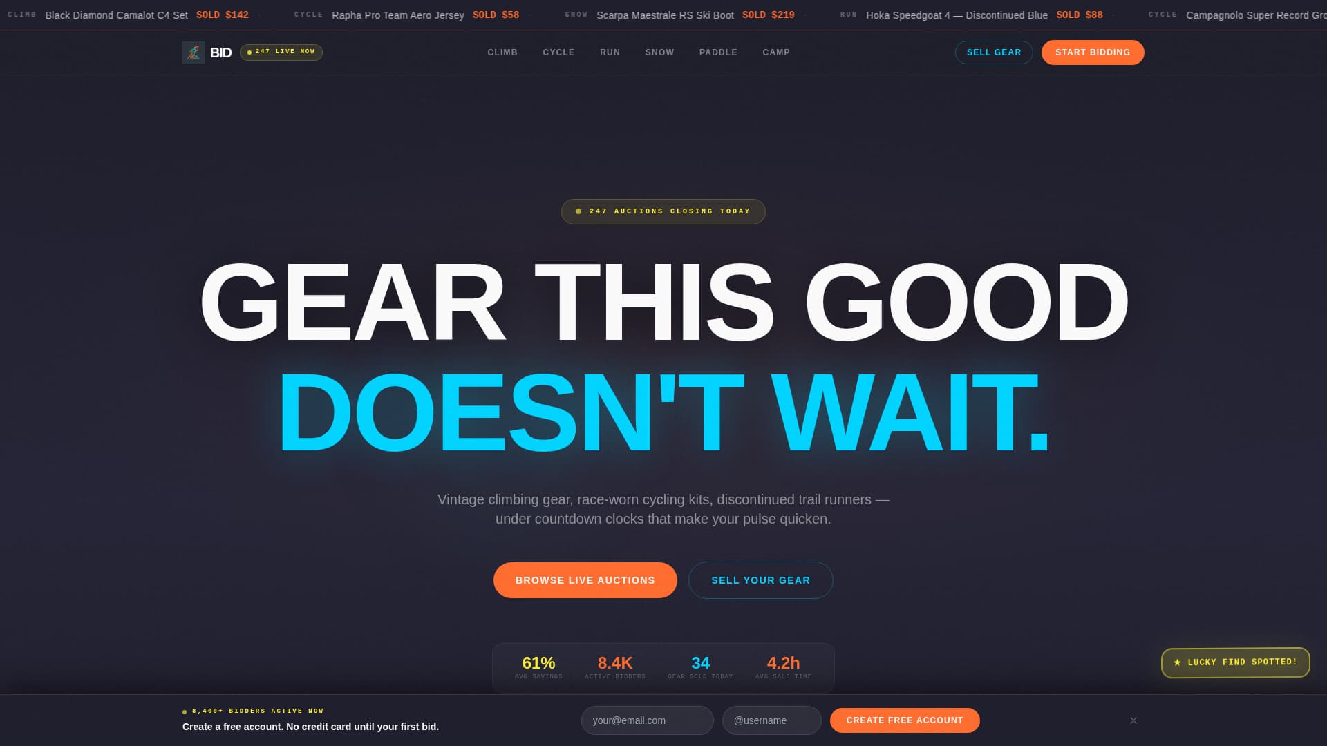 Bid - Electric Outdoor Auction Landing Page Template