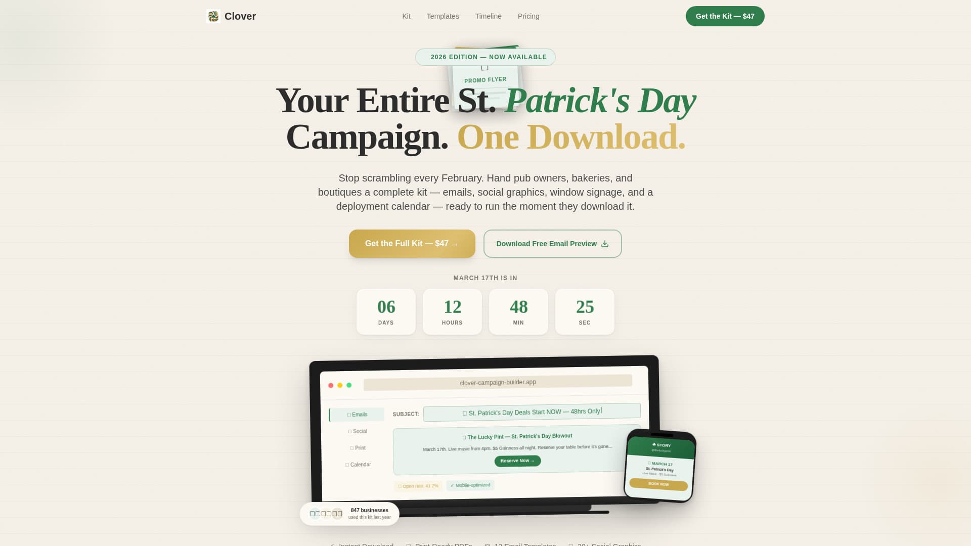 Shamrock - Seasonal Small Business Landing Page Template