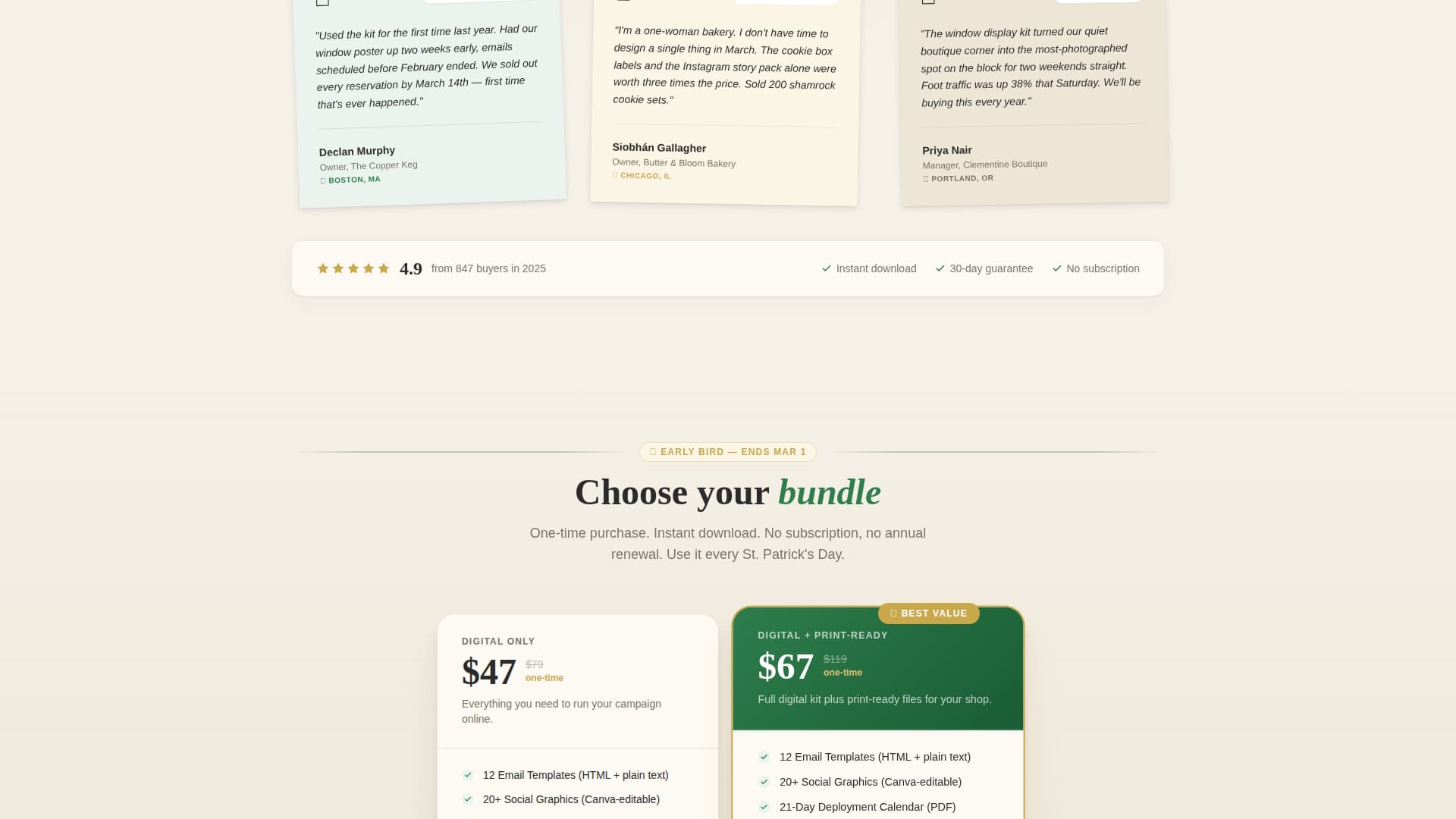 Shamrock - Seasonal Small Business Landing Page Template