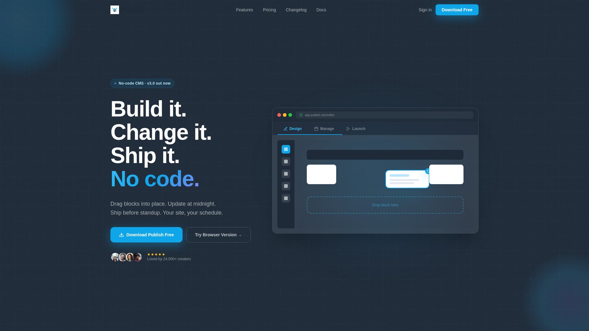 Publish - Dynamic No-Code Landing Page Template
