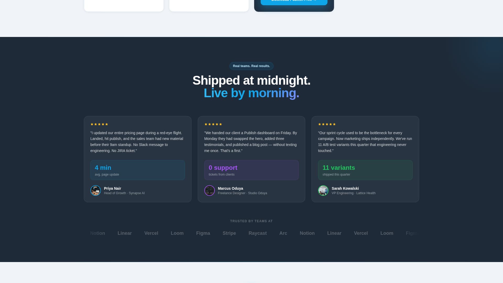 Publish - Dynamic No-Code Landing Page Template