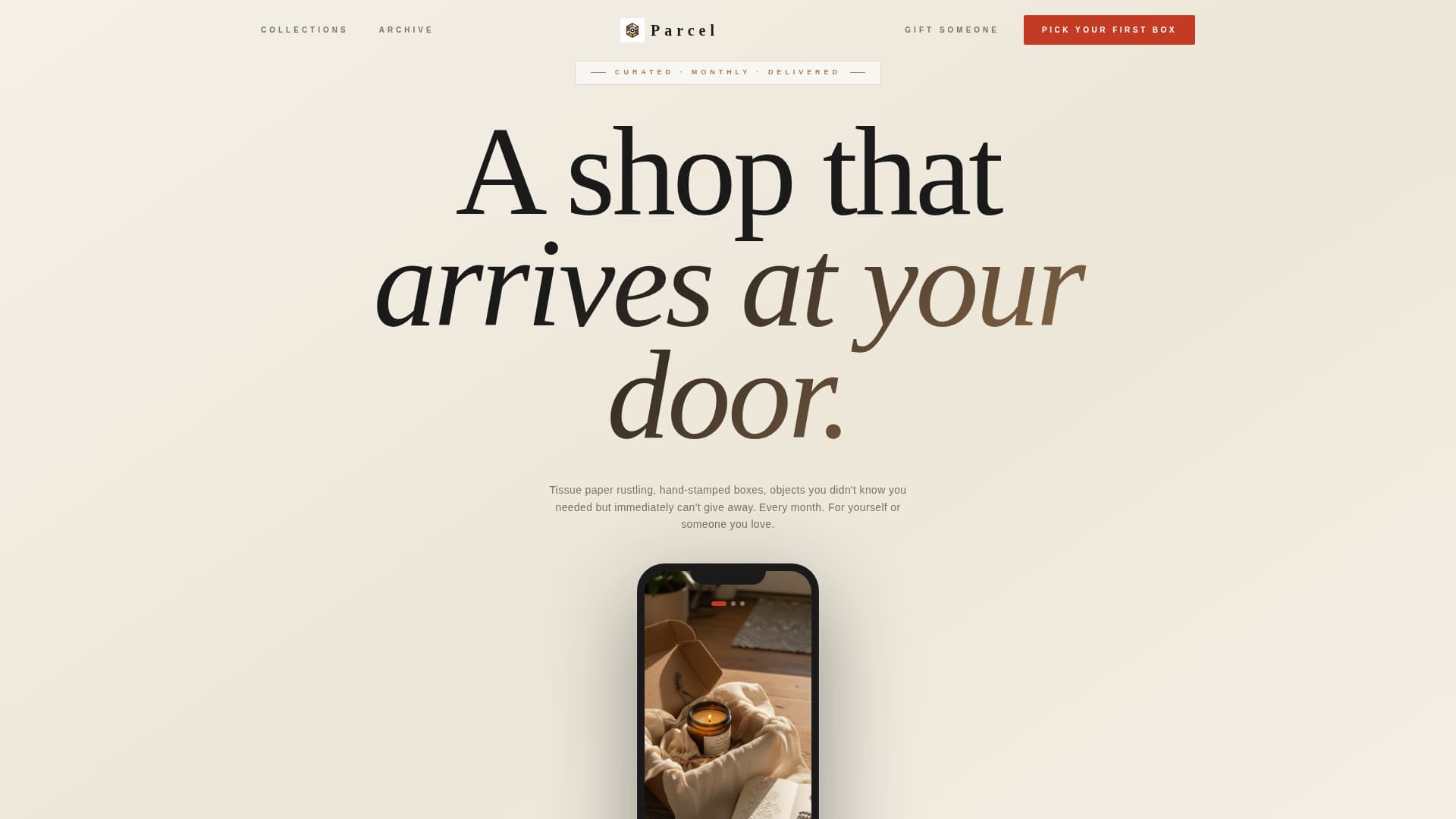 Parcel - Curated Subscription Landing Page Template