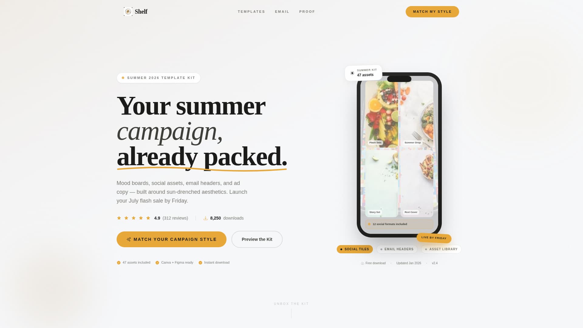Shelf - Seasonal E-commerce Landing Page Template
