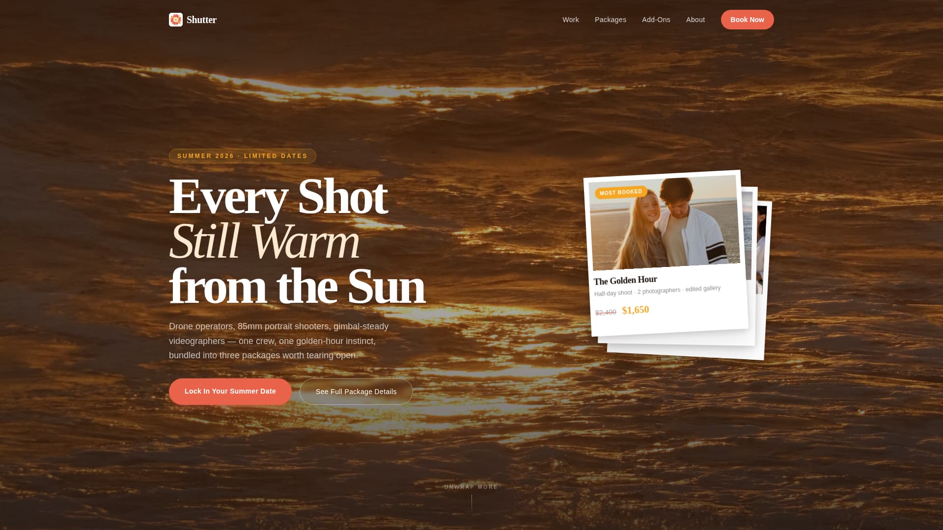Shutter - Vivid Photography Landing Page Template