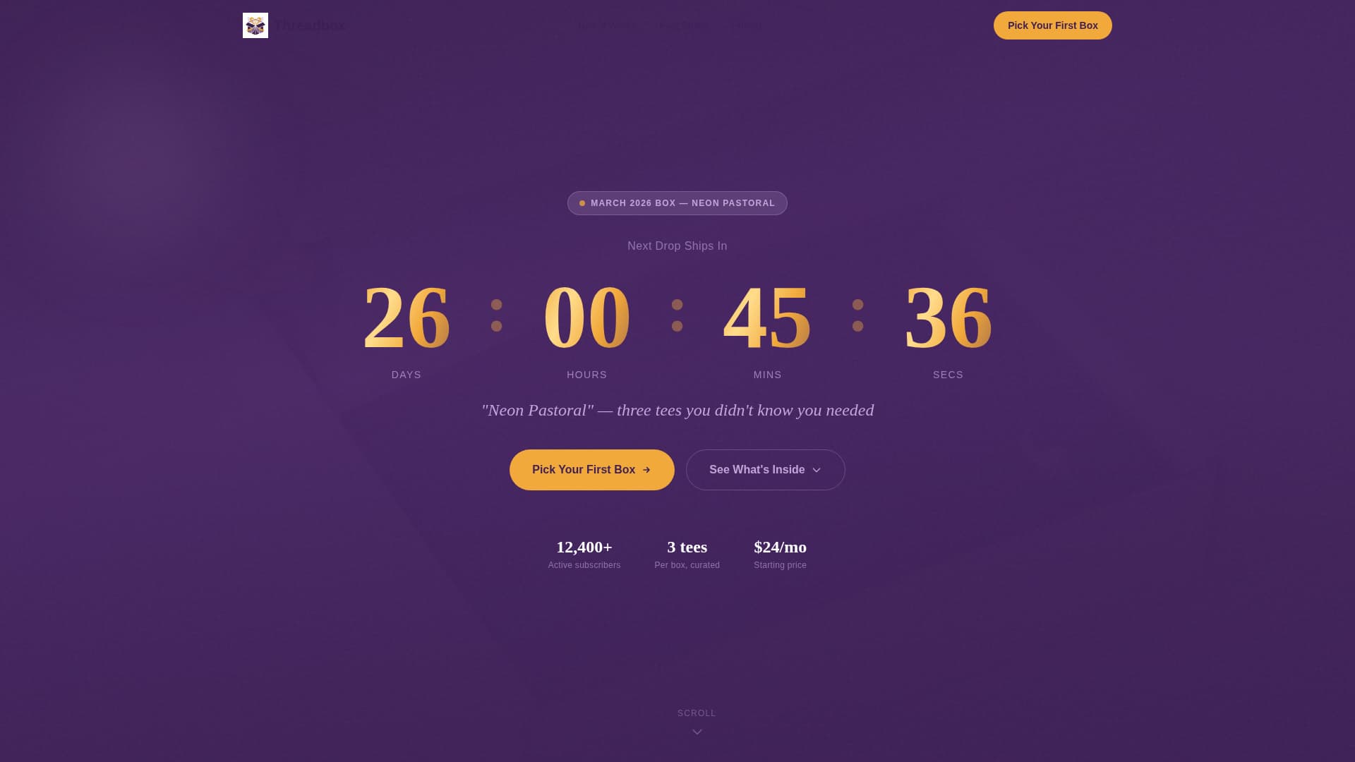 Threadbox - Curated Subscription Landing Page Template