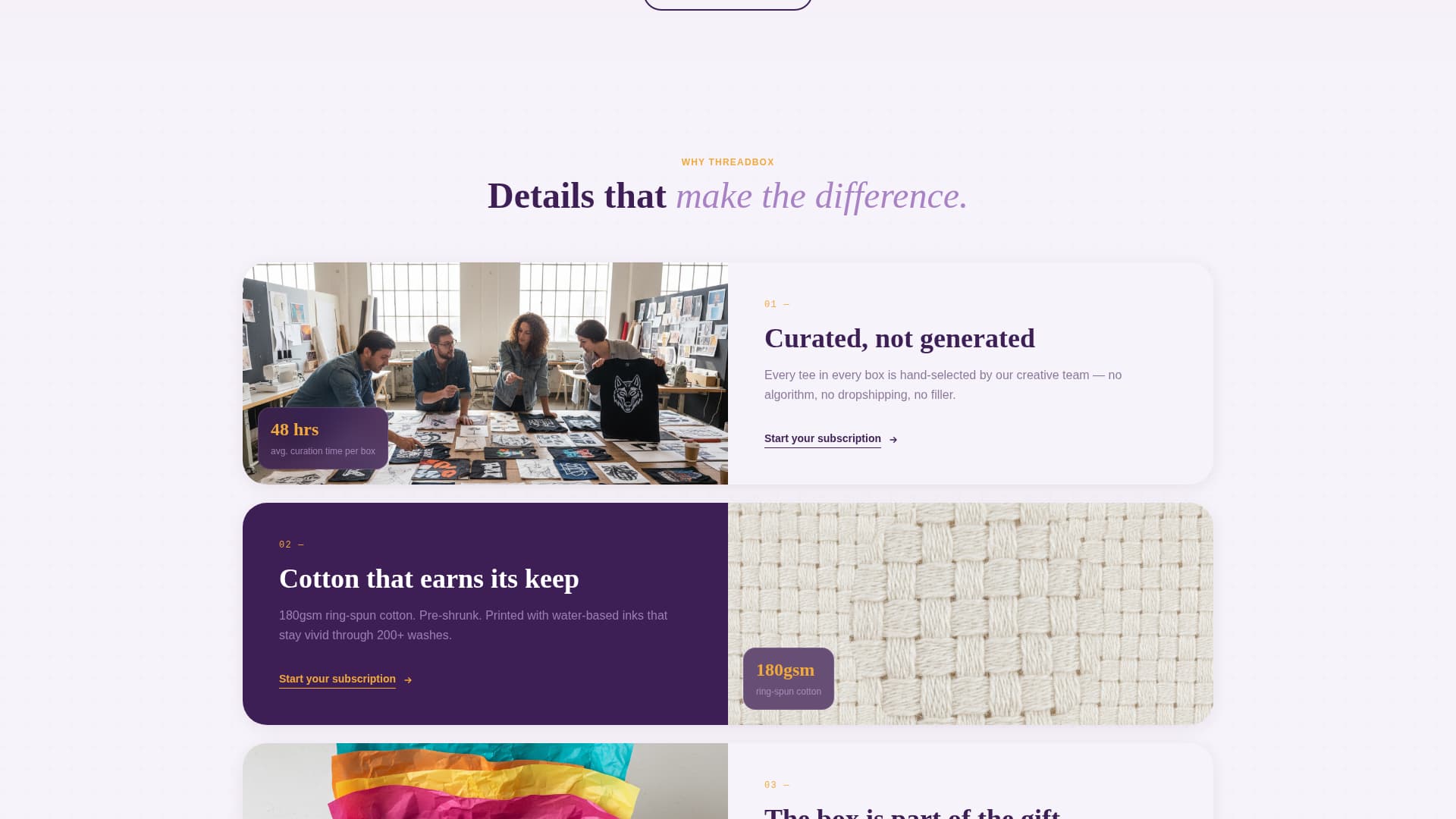 Threadbox - Curated Subscription Landing Page Template