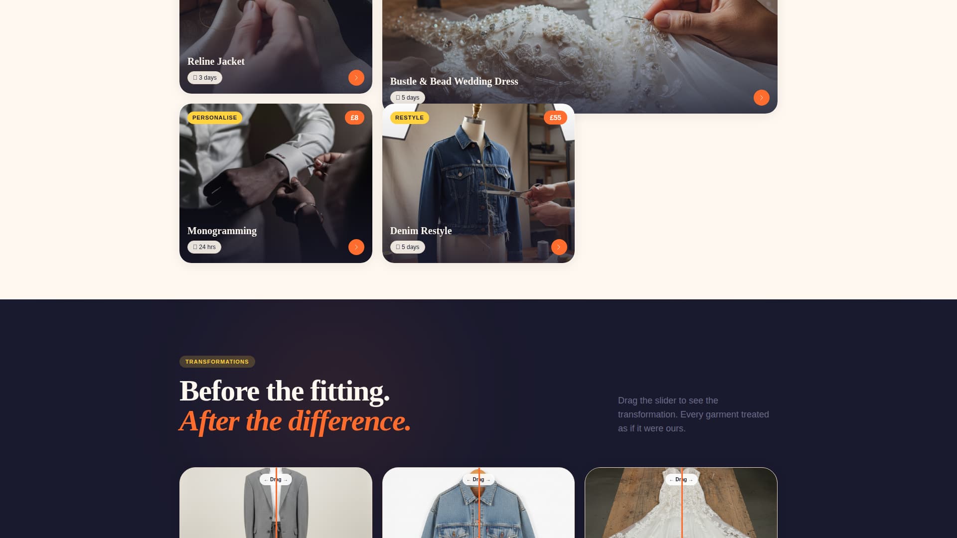 Stitch - Vibrant Tailoring Landing Page Template