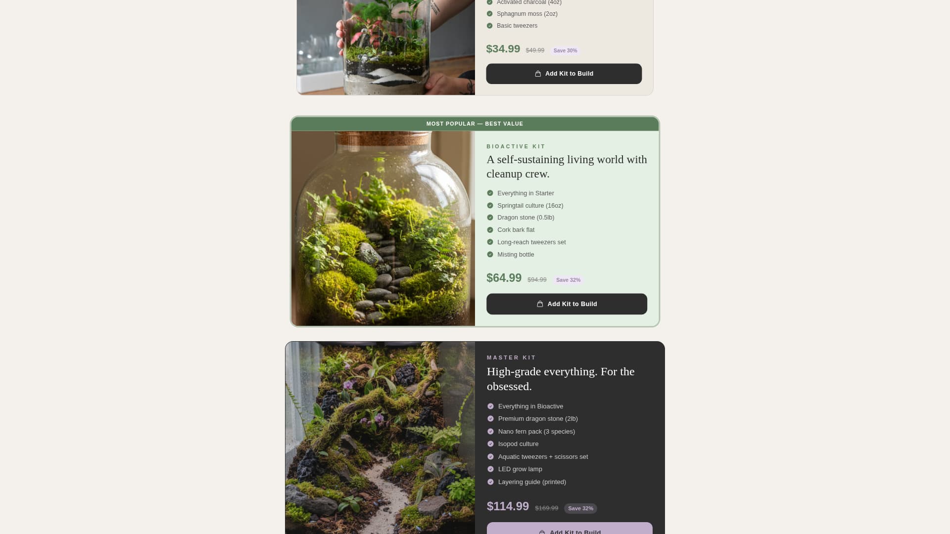 Terrarium - Thriving Hobbysupply Landing Page Template