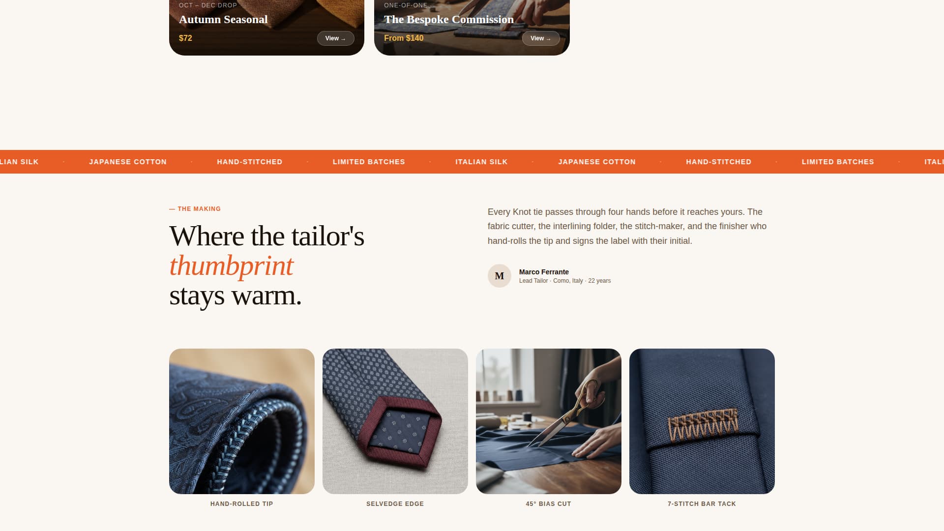 Knot - Artisan Neckwear Landing Page Template