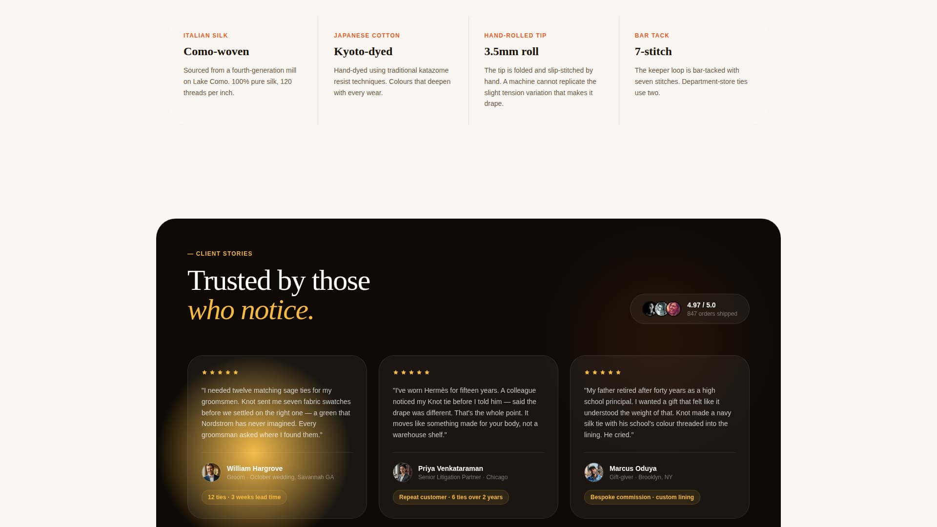 Knot - Artisan Neckwear Landing Page Template